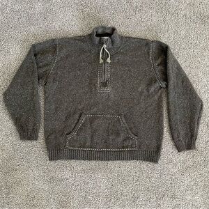 Columbia Wool Blend Boho 1/4 Zip Pullover Sweater Womens Large Green Stitching
